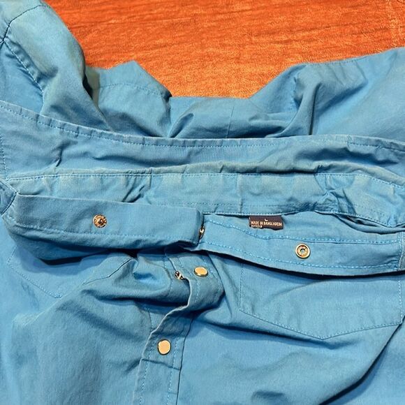 Vintage Blair Wild Mustangs Western Shirt Blue L - Picture 9 of 9